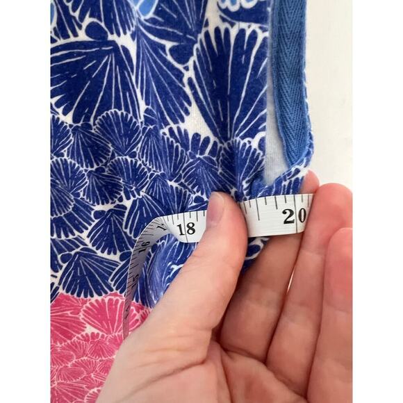 Talbots Women's L Shift Dress Sea Shell Print Pink Blue Knee Length Short Sleeve - Picture 6 of 10